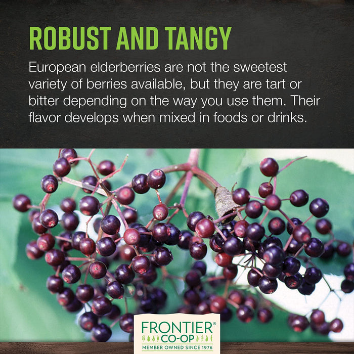Frontier Co-op Organic Dried Elderberries, 1lb Bulk Bag, European Whole | Kosher & Non-GMO | Organic Elderberry Berries Dried, for Immune Support