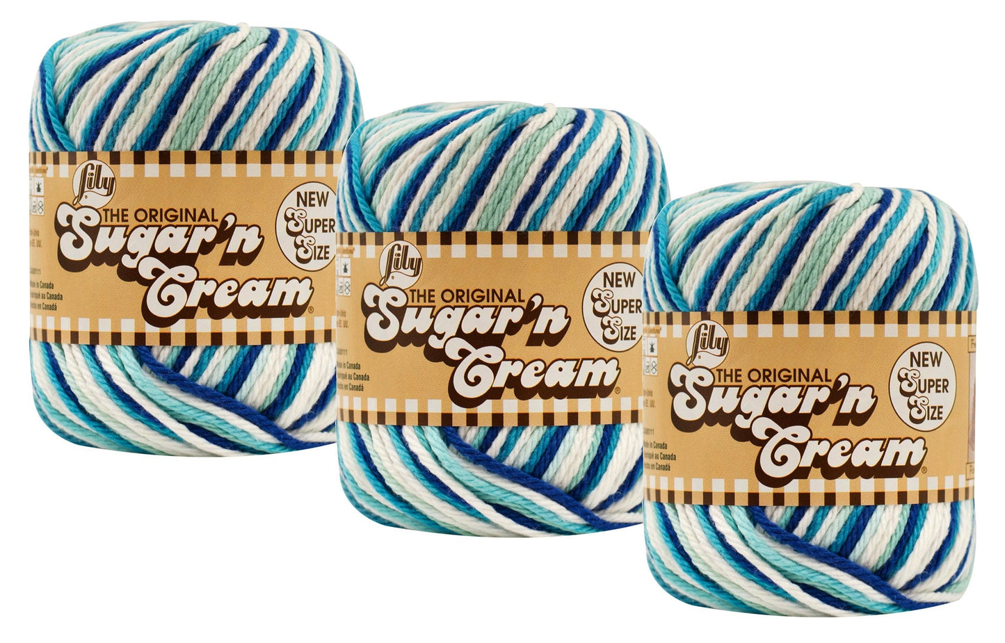 Bulk Buy: Lily Sugar 'n Cream Super Size 100% Cotton Yarn (3-Packs) ~ Ombres, Scents, Stripes, Twists (Hippi SS #19122)3
