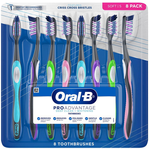 Oral-B ProAdvantage Deep Clean + Whitening Toothbrushes, 8 Count (Soft)