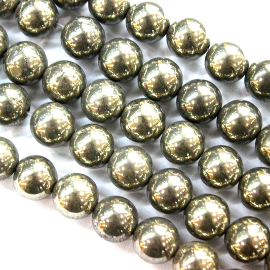 fashiontrenda Natural Genuine Pyrite Round Gemstone Beads for Jewerly Bracelet Making (8mm)
