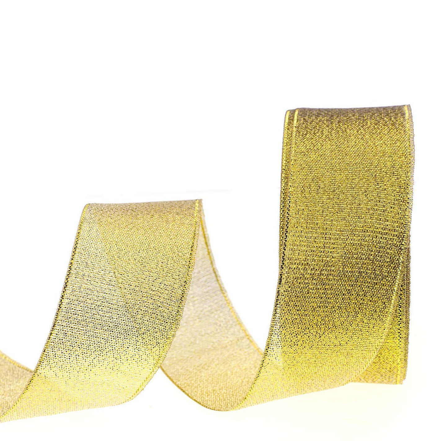 ATRibbons 1-1/2 Inch Wide Sparkly Glitter Ribbons,Gold Metallic Ribbons for Gifts Wrapping Home Decoration Wedding Party and DIY Crafts,25 Yards/Roll x 1 Roll (Gold)