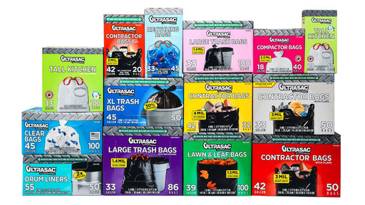 Ultrasac Trash Compactor Bags - (40 Pack with Ties) 18 Gallon for 15 inch Compactors - 25" x 35" Heavy Duty 2.5 MIL Garbage Disposal Bags Compatible with Kitchenaid Kenmore Whirlpool GE Gladiator