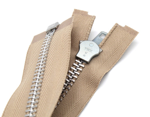 YKK #10 10 Inch to 36 Inch Aluminum Separating Jacket Zipper Extra Heavy Duty Metal Zippers for Sewing Coats Crafts (Beige - 573, 12 Inches)