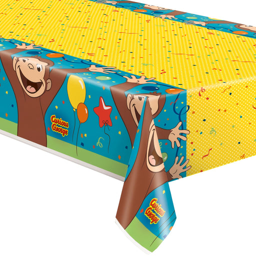 Curious George Rectangular Plastic Table Cover - 54" x 84" (1 Pc.) - Vibrant, Durable & Easy-to-Clean Table Cover - Perfect for Kids Parties & Celebrations