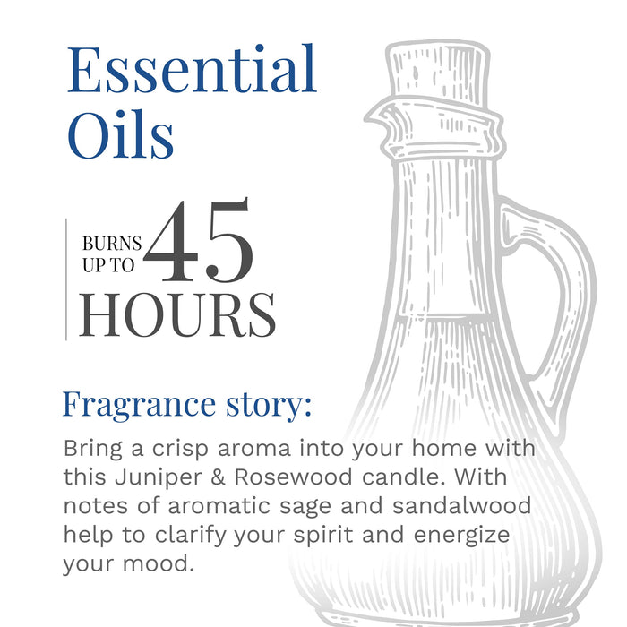 Essential Elements by Candle-lite Scented Candles, Juniper and Rosewood Fragrance, One 14.75 oz. Three-Wick Aromatherapy Candle with 45 Hours of Burn Time, Off-White Color