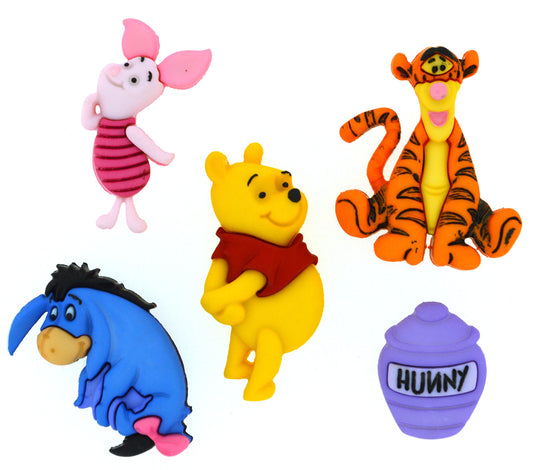 Dress It Up 7729 Disney Button Embellishments, Winnie The Pooh,Small, Medium, Large