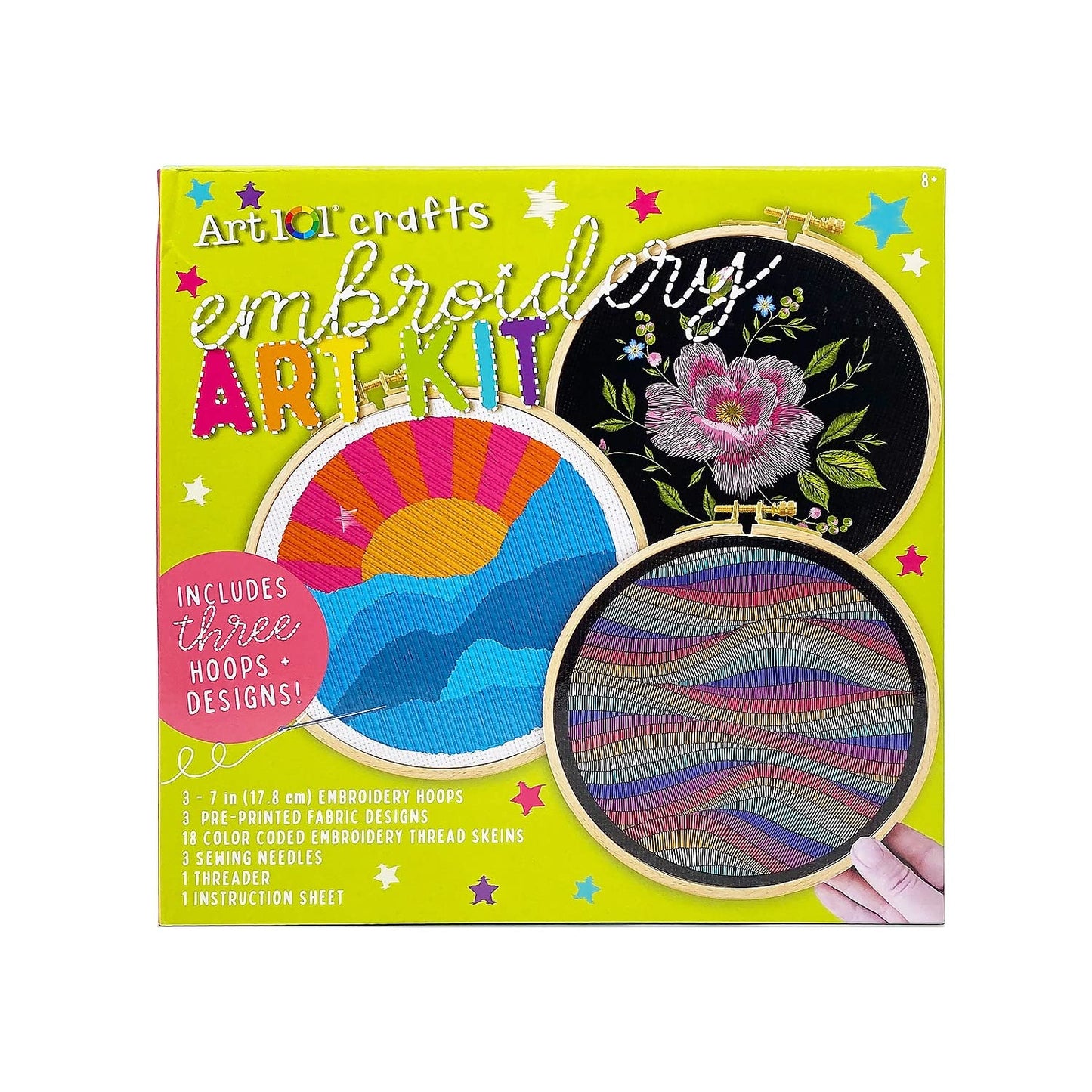 Art 101 Crafts Embroidery Art Kit, Multicolor, 6/Carton (40066)