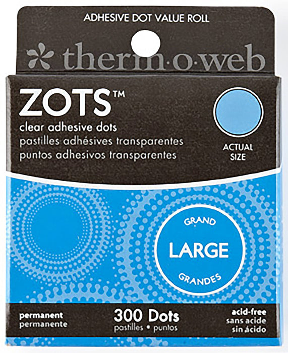 Thermoweb Zots Clear Adhesive Dots-Large 1/2"X1/64" Thick 300/Pkg3