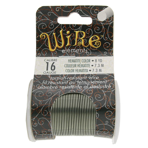 The Beadsmith Wire Elements 16-Gauge Lacquered Tarnish-Resistant Copper Wire for Jewelry Making, 8 Yard, 7.32 Meter Spool (Hematite Color)