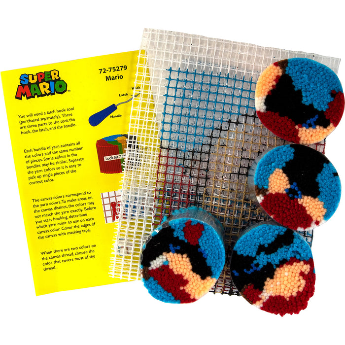 Dimensions 72-75279 Nintendo's Super Mario Brothers Latch Hook Kit for Beginners, 12" x 12", Multicolor
