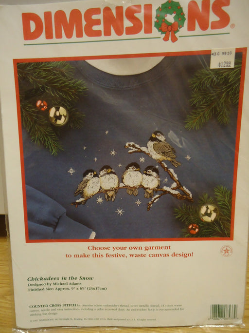 Chickadees in the Snow - Counted Cross Stitch 9" X 6.5"