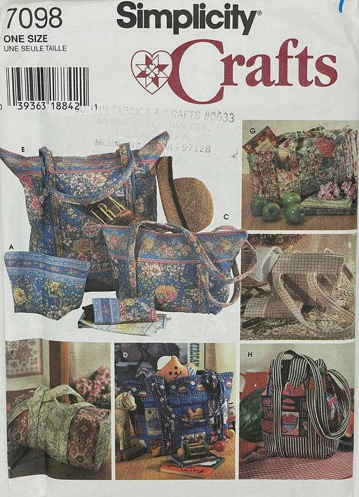 Simplicity Crafts 7098 Quilted Bags & Eyeglasses Case Sewing Patterns