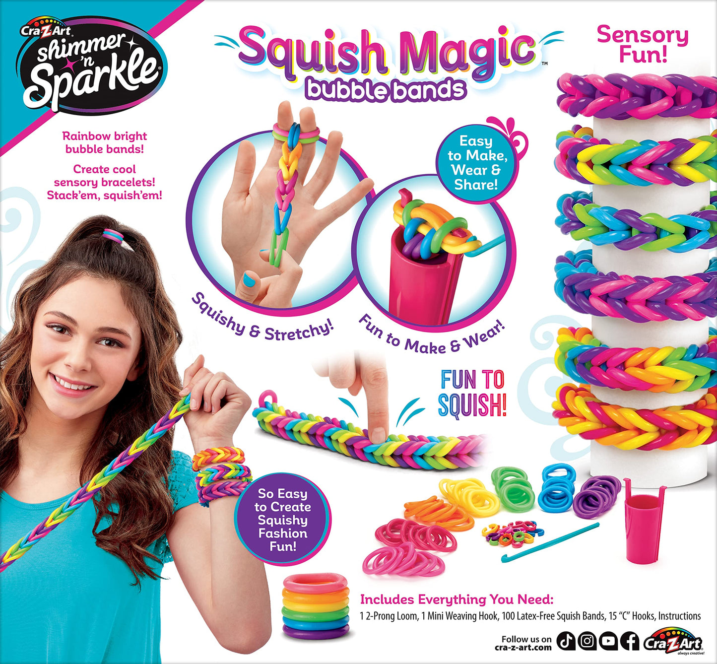 Shimmer n Sparkle Squish Magic Bubble Bands Loom Band Making kit, Friendship Bracelets Crafting Toy Rubber Bands Set