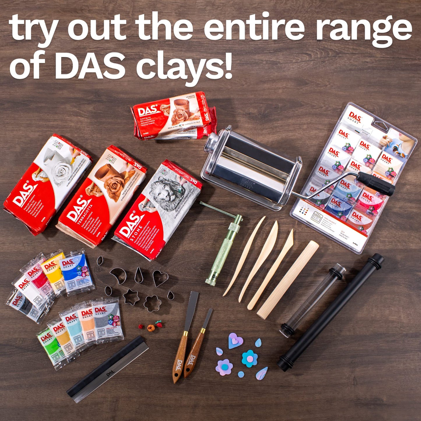 DAS Modelling Tools – 7-Piece Clay Modeling Tools Set - Beginner Clay Tools for All Artists - Versatile Wooden Tools for Shaping and Carving - Wooden Tools Ideal for Clay Projects