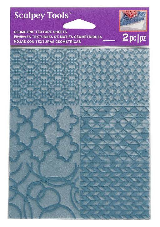Sculpey Tools Geometric Texture Sheet Set, reusable 2 piece set, Great for all types of DIY crafts, polymer clay, jewelry making and mixed media, great for all skill levels
