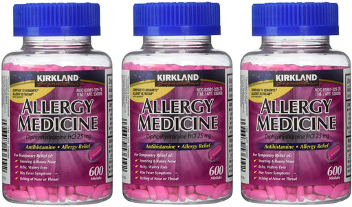 Kirkland Brand, Diphenhydramine HCI 25 Mg, (1,800 Count)-Allergy Medicine and AntihistamineCompare to Active Ingredient of Benadryl Allergy Generic