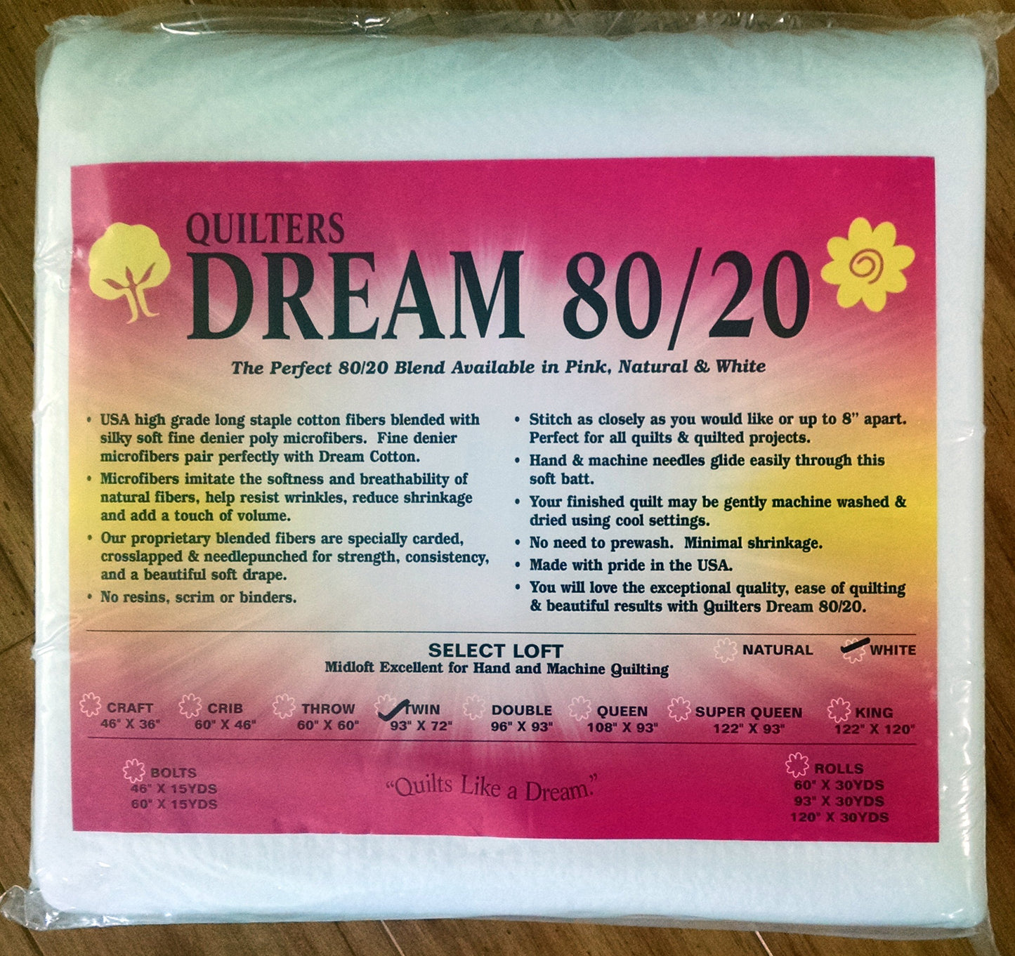 Quilter's Dream Select Loft Batting for Quilting (Twin, White)