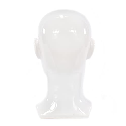 Male PVC Mannequin Head Professional Display Head Stand Model Men Manikin Head for Display Headset Headphone Game Hats Wigs Jewellery Tie and Scarves(Bright White)