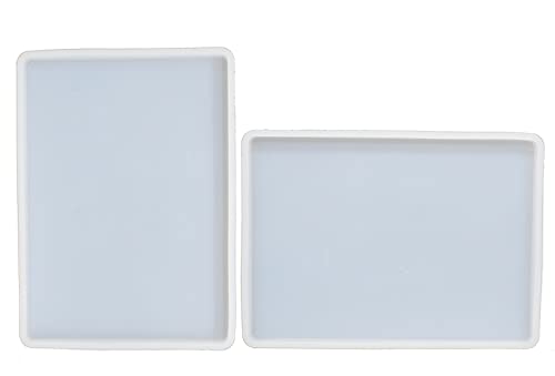 Resin Tray Molds, 2pcs Rectangle Silicone Coaster Molds for Resin Epoxy DIY Crafts, 6.9x5x0.3 Inch