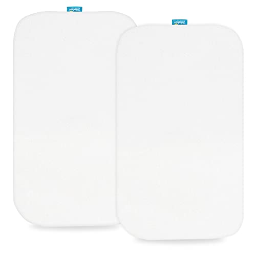 100% Organic Cotton Bassinet Sheets Compatible with Mika Micky Bedside Sleeper, 2 Pack, Ultra Soft Bassinet Sheet for Baby, White