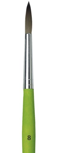 da Vinci Student Series 373 Fit for School and Hobby Paint Brush, Round Elastic Synthetic with Green Matte Handle, Size 8