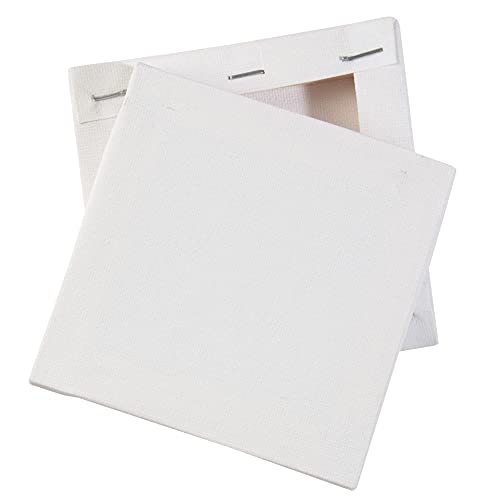 iDIY Stretched Canvas Board 4 x 4 (Set of 12) 5/8" - Classic White Blank, Pre Primed for Oils or Acrylics, 100% Cotton, Acid Free - Professional Grade for Painting or Art Project, Craft, Mixed Media