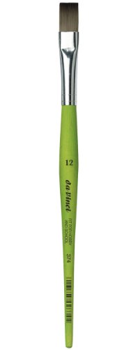 da Vinci Student Series 374 Fit for School and Hobby Paint Brush, Flat Elastic Synthetic with Green Matte Handle, Size 12 (374-12)