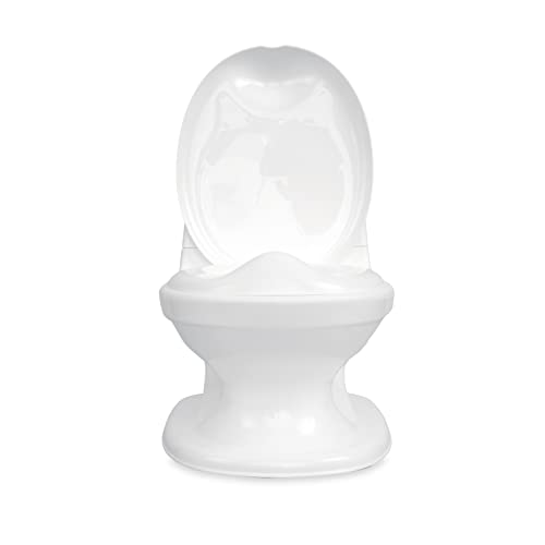 Nuby My Real Potty Training Toilet with Life-Like Flush Button & Sound for Toddlers & Kids, White/Gray