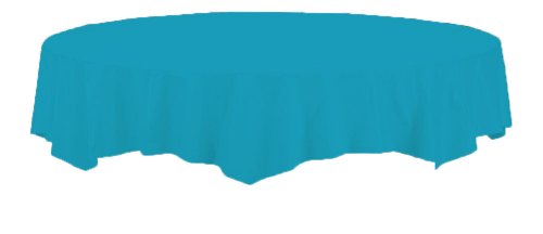 Creative Converting TABLECOVER, OCTY 82" Plain Turquoise Blue Round Plastic Tablecloth, One Size