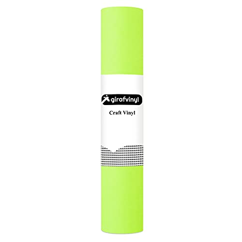 GIRAFVINYL Glow in The Dark Vinyl Permanent Vinyl Adhesive Roll Light Green to Neon Green 12inches by 6ft for Crafts,Signs,Scrapbook,Lettering,DIY Decorations