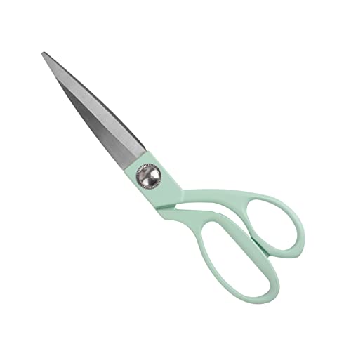 Creechwa Green Craft Scissors, 8'' Multipurpose Stylish Scissors, Stainless Steel Paper Cutting Tool with Rubber Soft Grip Handle, Craft Supplies for Office, Arts, Home, School, Sewing Fabric
