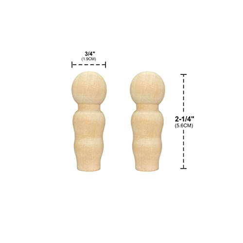 50 Pieces Wood Peg Dolls Unfinished Wooden People Craft Blank Family Figures 3/4 x 2-1/4 inch