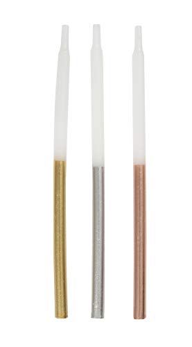 Eye-catching Metallic Dipped Birthday Candles - 5" (Pack of 12) -Vibrantly Assorted Colors for Unforgettable Celebration