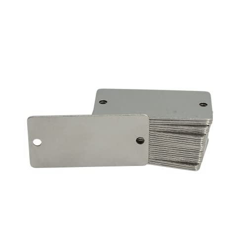 StayMax Stamping Blanks Stainless Steel Rectangle Blank Tags with Two Holes 1 Inch x 2 Inch 25 Pack