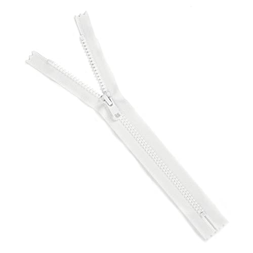 9" Molded Plastic Jacket Zipper White 9 inch Zip for Sewing Craft