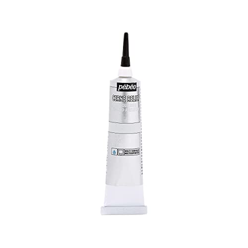 Pebeo Vitrail, Cerne Relief Dimensional Paint, 37 ml Tube with Nozzle - Silver