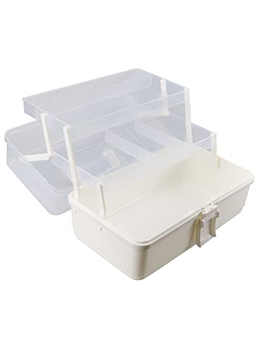 Hlotmeky Art Supply Box Sewing Box 3 Layers Craft Organizers and Storage with Handle Tool Box Tackle Box Organizer