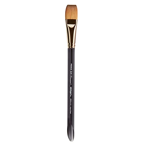 KINGART Premium Finesse 8550A-1/2 Aqua Flat Wash Series Artist Brush, Synthetic Kolinsky Sable Hair, Short Acrylic Handle, for Watercolor and Oil Paints, Size 1/2"