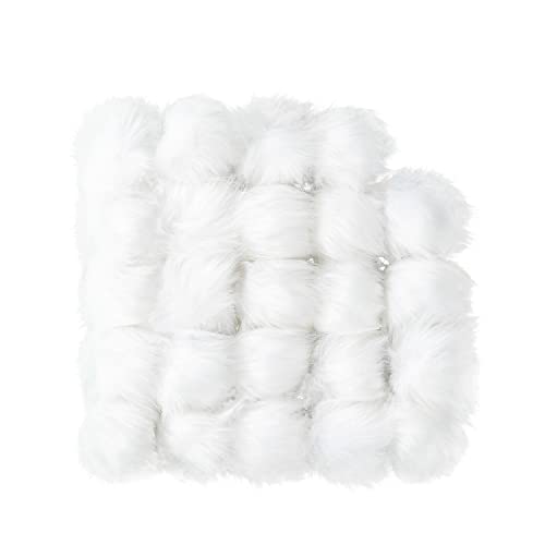 24 Pieces Christmas White Faux Fur Pom Pom Balls Fur Fluffy Pompom Ball with Elastic Loop for Hats Shoes Scarves Gloves Scarves Bag Key Chain Charms Accessories(White)