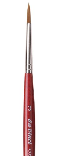 da Vinci Watercolor Series 5580 CosmoTop Spin Paint Brush, Round Synthetic with Red Handle, Size 3 (5580-03)