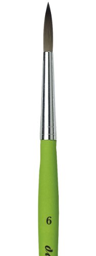 da Vinci Student Series 373 Fit for School and Hobby Paint Brush, Round Elastic Synthetic with Green Matte Handle, Size 6