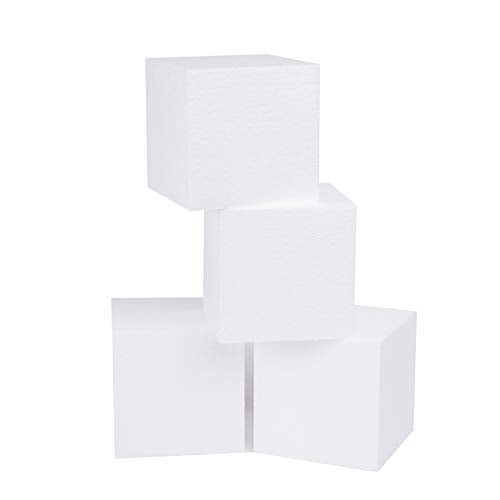 Silverlake Craft Foam Block - 4 Pack of 6x6x6 EPS Polystyrene Blocks for Crafting, Modeling, Art Projects and Floral Arrangements - Sculpting Block for DIY School & Home Art P