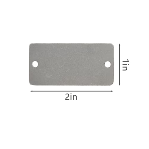 StayMax Stamping Blanks Stainless Steel Rectangle Blank Tags with Two Holes 1 Inch x 2 Inch 25 Pack