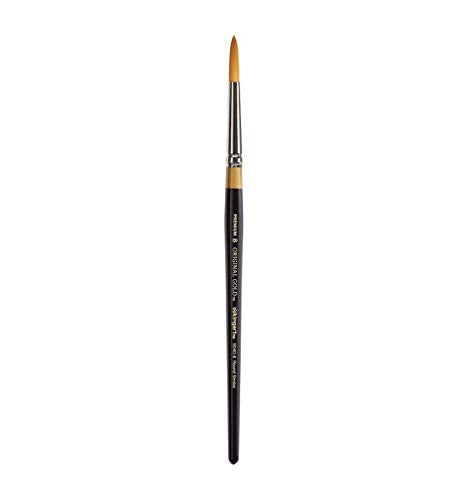 KINGART Original Gold 9040-8, Premium Artist Brush, Golden TAKLON Round Stroke-Size: 8, Black
