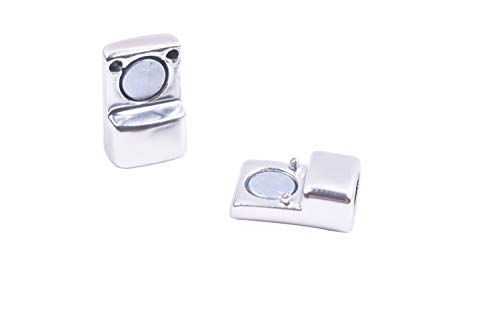 KONMAY 5 Sets 6.0mmx3.0mm Matte Silver Tiny Magnetic Jewelry Clasps for Bracelet Making