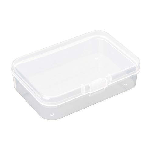AKOAK Clear Polypropylene Rectangle Mini Storage Containers Box with Hinged Lid for Accessories,Crafts,Learning Supplies,Screws,Drills,Battery,Pack of 4 (3.26" x 2.12" x 0.7")