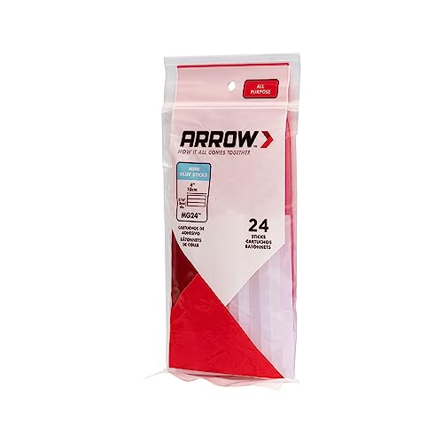 Arrow MG24-4 All Purpose Mini Glue Sticks for Hot Glue Guns, Use for High Temp and Low Temp Crafting, Hobbies, and General Repair Projects, 4-Inch by 5/16-Inch, Clear, 24-Pack
