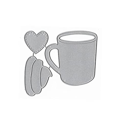 Mug Cups Metal Die Cuts, Heart Coffee Mug Cutting Dies Cut Stencils Card Paper Craft DIY Template Metal Cutting Dies Album Embossing Paper Dies for Card Making Scrapbooking