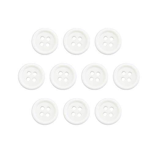 Seeking ROAM Buttons 4 Hole, 1/2 Inch, Resin, 10 Pieces, White (White)
