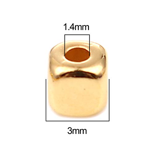 JGFinds Tiny, Small Square CCB Plastic Beads, 500 Pack, 3mm with 1.4mm Hole (Gold) - Spacer Beads for Jewelry Making, Mini Beads, Acrylic with Gold Filled Beads Look